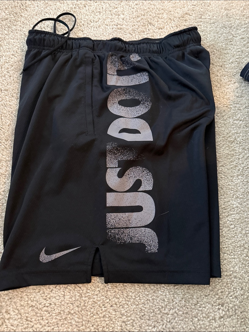 Nike Black Men's Athletic Shorts with Reflective Swoosh - Picture 3 of 4